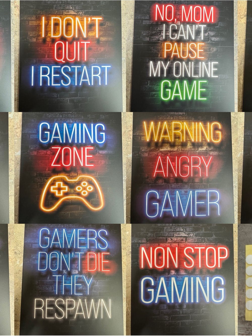 Neon-Style Gaming Wall Art Collection - Multi-Color Gamer Signs